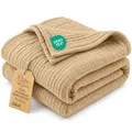 Musselin Decke Babydecke Baumwolle 75 x 60 cm - Musselindecke Kuscheldecke Baby Musselintücher Kinderdecke dünne Babydecken Pucktuch Muslin Blanket für Kinder Oeko-Tex Beige