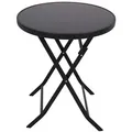 DEGAMO Bistrotisch Klapptisch MILANO 60cm rund, Metall anthrazit + Glas schwarz - Schwarz/Grau