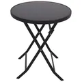 DEGAMO Bistrotisch Klapptisch Milano 60cm rund, Metall anthrazit + Glas schwarz, Outdoor