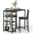 BEALIFE TB51 Barhocker-Set 91 x 50 x 91 cm | 2 gepolsterte Hocker + Bartisch | Für Küche/Bistro (Schwarz) - Schwarz