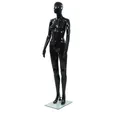 vidaXL Schneiderpuppe, Weibliche Schaufensterpuppe mit Glassockel Schwarz 175 cm