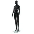 Estalage Puppe weiblich mit Glasfuß 175 cm glänzend schwar