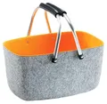 Kobolo Filzkorb Einkaufskorb Korb - Klappbügel - Filz - grau orange - 36x22x18 cm