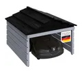 STEELSØN Mähroboter-Garage Nembus aus Kiefernholz, BxTxH: 74.5x78.5x53.5 cm, (grau/schwarz, mit abnehmbaren Dach), Mähroboterhaus mit Kabeldurchlass, Rasenmäher Unterstand