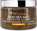 PraNaturals Körperpeeling mit Salz aus dem Toten Meer 500g - Feuchtigkeitsspendend & pflegend, Natürlichen Ölen & Mineralstoffen, keine Parabene, vegan, frei von Tierversuchen (Kaffee)