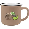 GRUSS & CO Becher mit Motiv "Realität" | New Bone China Porzellan, Emaille-Optik, 35 cl | Lustiges Geschenk, Frühstück | 73917