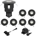 ledscom.de LED Bodeneinbauleuchte ATRIA für außen, IP65, schwarz, rund, 40mm Ø, warmweiß 7er Set