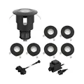 ledscom.de LED Bodeneinbauleuchte ATRIA für außen, IP65, schwarz, rund, 40mm Ø, warmweiß 7er Set