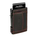 SecWal Kartenetui mit Münzfach Druckknopf inkl. Geschenkbox - Made in Germany - Echtleder Mini Geldbörse inkl. E-Book für Damen und Herren - RFID Schutz Geldbeutel klein (Schwarz-Rot)