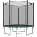 SONGMICS Trampolin Ø 183 cm, Gartentrampolin für Kinder mit Sicherheitsnetz, Randabdeckung, Leiter, 180 cm hohe gerade Stangen, Stahl-Rahmen, Pink - Grün