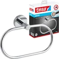 tesa SMOOZ Handtuchring, verchromt - Handtuchhalter-Ring oval - zur Wandbefestig