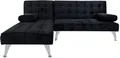 Schlafsofa Miranda mit Chaiselongue Velvet Schwarz