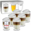 Creano doppelwandige Cappuccino Gläser 250ml - Glas Becher doppelwandig - Thermoglas - Doppelwandgläser im 6er Set