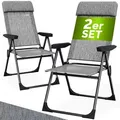 Gartenstuhl klappbar 2er-Set Grau meliert Alu Hochlehner verstellbar