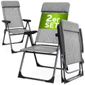 Casaria Gartenstühle 2er Set Klappbar 6-Fach Verstellbar Alu mit hoher Rückenlehne Liegefunktion Faltbar Balkon Campingstuhl Klappstuhl Hochlehner