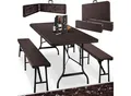 KESSER® Bierzeltgarnitur 3-teilig Set Tisch & 2x Bank Buffettisch für drinnen & draußen Gartengarnitur klappbar 183x76x74cm Kunststoff Klapptisch Gartentisch inkl. Abdeckung & Tragegriffe