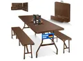 KESSER® Bierzeltgarnitur 3-teilig Set Tisch & 2x Bank Buffettisch für drinnen & draußen Gartengarnitur klappbar 183x76x74cm Kunststoff Klapptisch Gartentisch inkl. Abdeckung & Tragegriffe