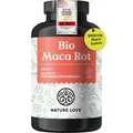 NATURE LOVE® Bio Maca Rot - 180 Kapseln - 3000mg/Tag = 12.000 Maca Wurzel