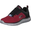 Skechers Herren Track Broader Sneaker, Roter Netzstoff, PU, schwarzer Besatz, 44 EU