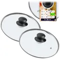 KADAX 2er Set Glasdeckel, Topfdeckel Ø24 cm, hitzebeständig, Universaldeckel mit Griff, für Töpfe und Pfannen, Sichtkochen und sauberer Herd