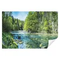 Wallarena Fototapete Wald Natur See Wohnzimmer Schlafzimmer 3D Vlies Tapete, Premium Halbmatt Glatt Vlies, See, Landschaft, Wald, Natur, (Packung, Vlies Fototapete), Fototapete Wohnzimmer Schlafzimmer - Vliestapete inklusive Kleister grün 4 m x 2.8 m