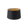 Qazqa Modern Lampenschirm - Rond Schuin Katoen - Schwarz Gold, Rund, supports-e27, diameter 40 centimeter