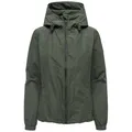 MARIKOO Damen Übergangsjacke (XS-3XL) wasserabweisend, mit Kapuze, 3 Taschen - N134 - DarkOlive Größe L - Gr.L