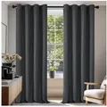 Deconovo Verdunkelungsvorhang Gardinen mit Ösen Blickdichte Vorhang Kälteschutz Schlafzimmer 2er Set, Blackout Curtain einfarbig Thermo Vorhang Verdunkelung Wärmeisolierend grau 135 cm x 180 cm