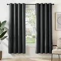 Deconovo Gardinen Blickdicht Ösen Vorhänge Wohnzimmer Vorhang Winter Hitzeschutz, 180x140cm(HöhexBreite), Dunkelgrau, 2er Set
