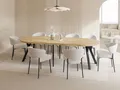 WFL GROUP Esstisch Twixy ausziehbar rund industrial mit schwarzen Holzbeinen (MADE IN EU, erhältlich in 2 Größen – Durchmesser 100 cm, ausziehbar auf 250/300 cm), XXL groß extra lang Ausziehtisch für 5-16 oder 5-14 Personen