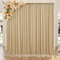 3x3 m Beige Vorhang für Kulissen, Party-Hintergrund Vorhang Beige Hochzeit Hintergrund, Polyester Hintergrund Vorhänge für Geburtstag Baby Dusche Taufe Brautdusche