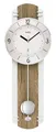 AMS 5292 Wanduhr Funk Funkwanduhr mit Pendel Pendeluhr Nussbaum-Dekor Aluminium