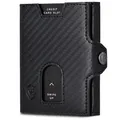 VON HEESEN Slim Wallet mit RFID Schutz - Geldbörse Herren klein - Mini Geldbeutel Damen Portmonee - Kartenetui Echtleder Karten Portemonnaie - Kreditkartenetui Carbon-Schwarz