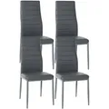 CLP 4er Set Esszimmerstühle Mayfair grau/Kunstleder