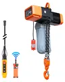 VEVOR Elektrischer Kettenzug 5000 kg, 9,1 m Hubhöhe, Dreiphasig, mit 100 m Funk- & 8,2 m Kabelfernbedienung, G100-Doppelkette, Notstopp, Elektrokettenzug für Fabriken, Lagerhallen, Garagen