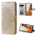 CoverKingz Handy Case kompatibel mit Xiaomi 11T / 11T Pro - Handy Cover mit Kartenfach Phonecase - Smartphone Hülle klappbar Motiv Mandala Gold