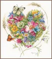 Lanarte PN-0169960 Ein Herz aus Blumen Kreuzstichpackung