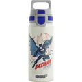 Sigg - Alu Trinkflasche Kinder - WMB ONE Batman - Kohlensäuregeeignet - Auslaufsicher - Federleicht - BPA-frei - Klimaneutral Zertifiziert - Sport & Schule - Weiß - 0,6L
