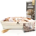 Exitoso Gärkörbchen Oval 35cm Peddigrohr Gärkorb für Brot inkl. E-Book Rezepte