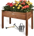 needs&wants® Hochbeet aus Holz für Garten Balkon Terrasse, Pflanzkasten Bausatz rechteckig schmal mit Vlies-Folie, Kräuterbeet Pflanzenkasten deko