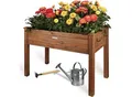 needs&wants® Hochbeet aus Holz für Garten Balkon Terrasse, Pflanzkasten Bausatz rechteckig schmal mit Vlies-Folie, Kräuterbeet Pflanzenkasten deko, 100 x 50 x 75 cm, dunkel-braun