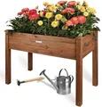 needs&wants® Hochbeet aus Holz für Garten Balkon Terrasse, Pflanzkasten Bausatz rechteckig schmal mit Vlies-Folie, Kräuterbeet Pflanzenkasten deko, dunkel-braun