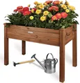 needs&wants® Hochbeet aus Holz für Garten Balkon Terrasse schmal, Pflanzkasten Kräuterbeet, Bausatz rechteckig mit Vlies-Folie Pflanzenkasten klein deko, dunkel