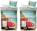 VW Bulli Partner-Bettwäsche-Set Doppelbett Bus T1 Venice Beach 135x200 80x80