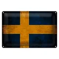 Blechschild Flagge 30x20cm Schweden Fahne