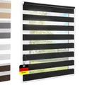 Doppelrollo Klemmfix ohne Bohren Schwarz 100x220 cm [Stoffbreite 96cm] Duo Rollo Fensterrollo für Fenster/Türen Gardine Klemmrollo Seitenzugrollo Sichtschutz Sonnenschutzrollo Zebrarollo