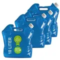 Plasteo Wasserkanister 4 x 10 Liter faltbar – BPA-frei – Trinkwasserbehälter aus PE – Camping, Festival, Garten, Notvorrat, für Wohnmobil, ... - Blau