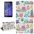 Schutzetui Handyhülle Tasche Wallet für Handy Sony Xperia Z3 Compact Eulen Party
