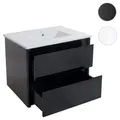 Waschbecken + Unterschrank HWC-B19, Waschbecken Waschtisch Badezimmer, hochglanz 50x80cm ~ schwarz