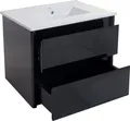 Waschbecken + Unterschrank HWC-B19, Waschbecken Waschtisch Badezimmer, hochglanz 50x80cm schwarz